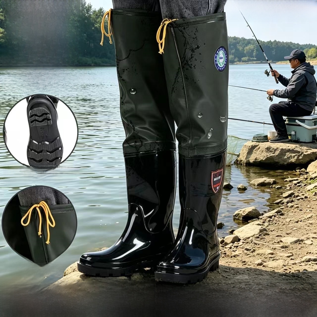 Thickened Over-Knee Rain Boots - đánh giá và giá Fishing Pants Waterproof